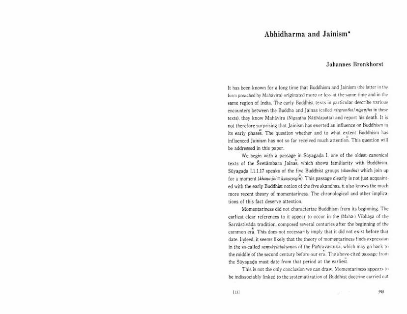 First page of Abhidharma And Jainism
