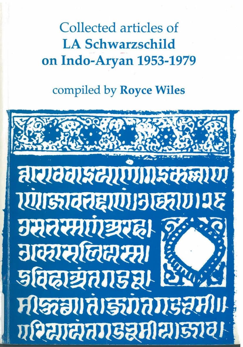 First page of Collected Articles Of LA Schwarzschild On Indo Aryan 1953 1979