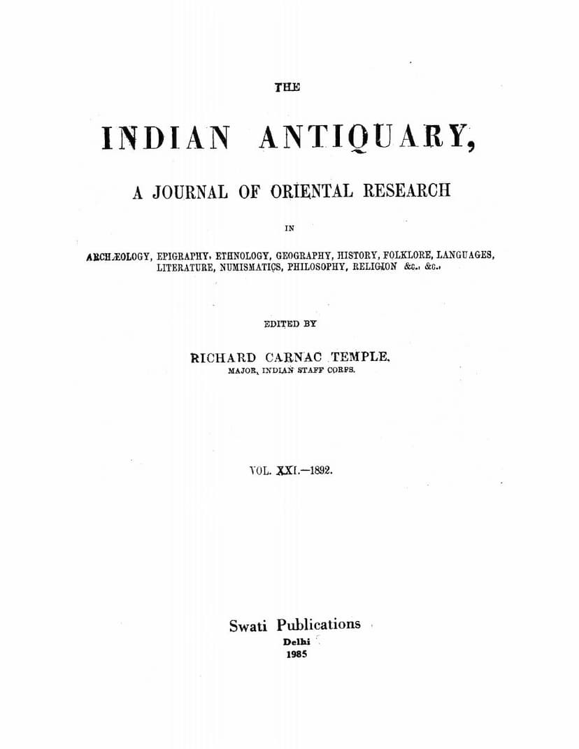 First page of Indian Antiquary Vol 21