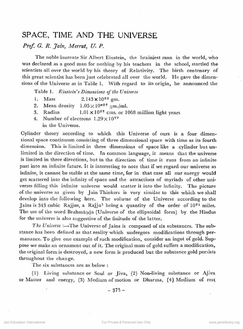 First page of Space Time And The Universe