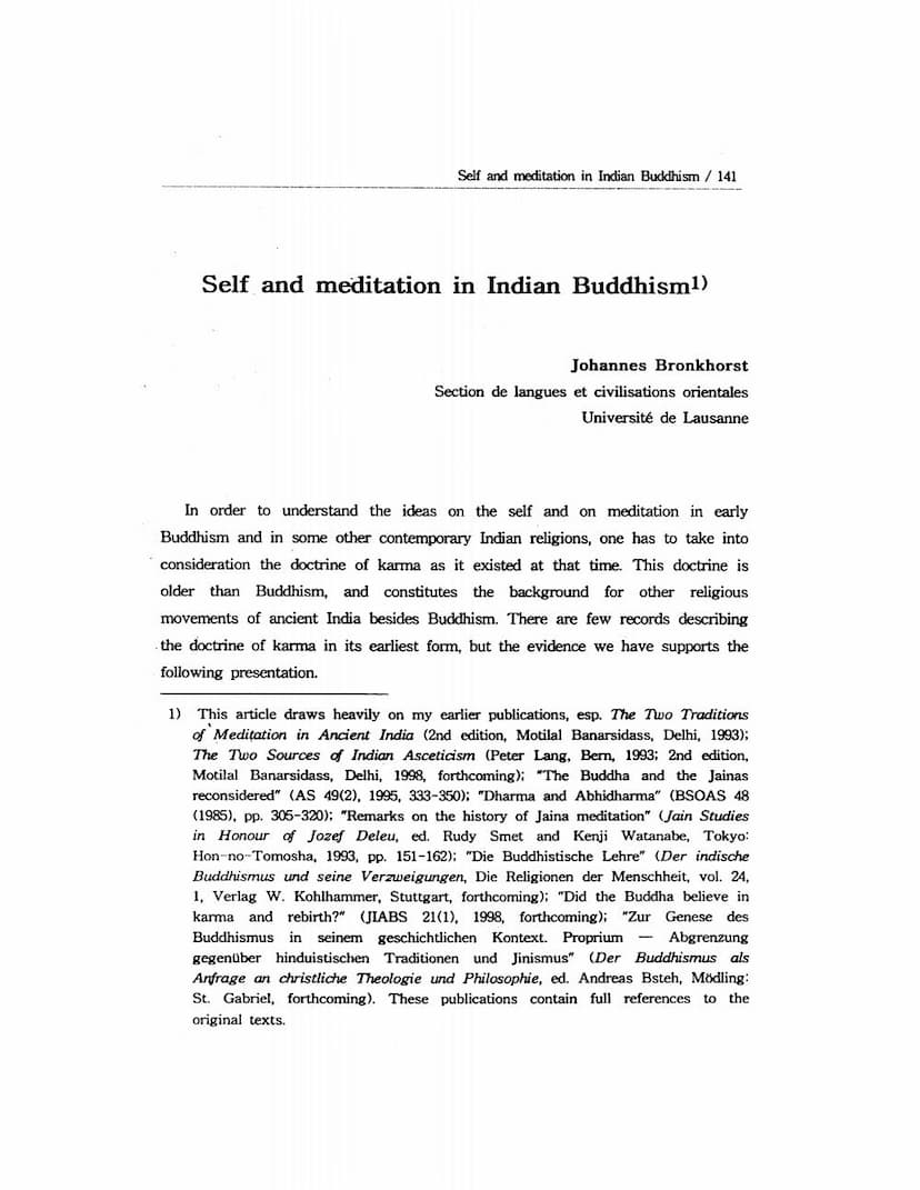 First page of Self And Meditation In Indian Buddhism