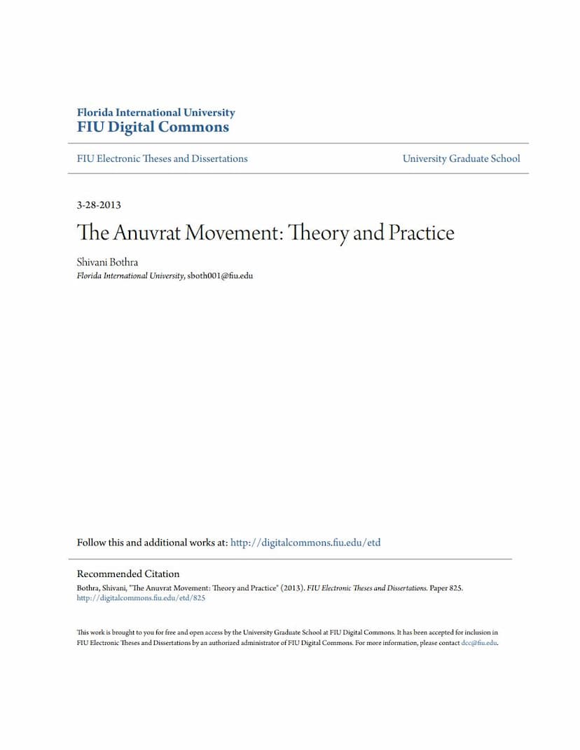 First page of Anuvrat Movement Theory And Practice