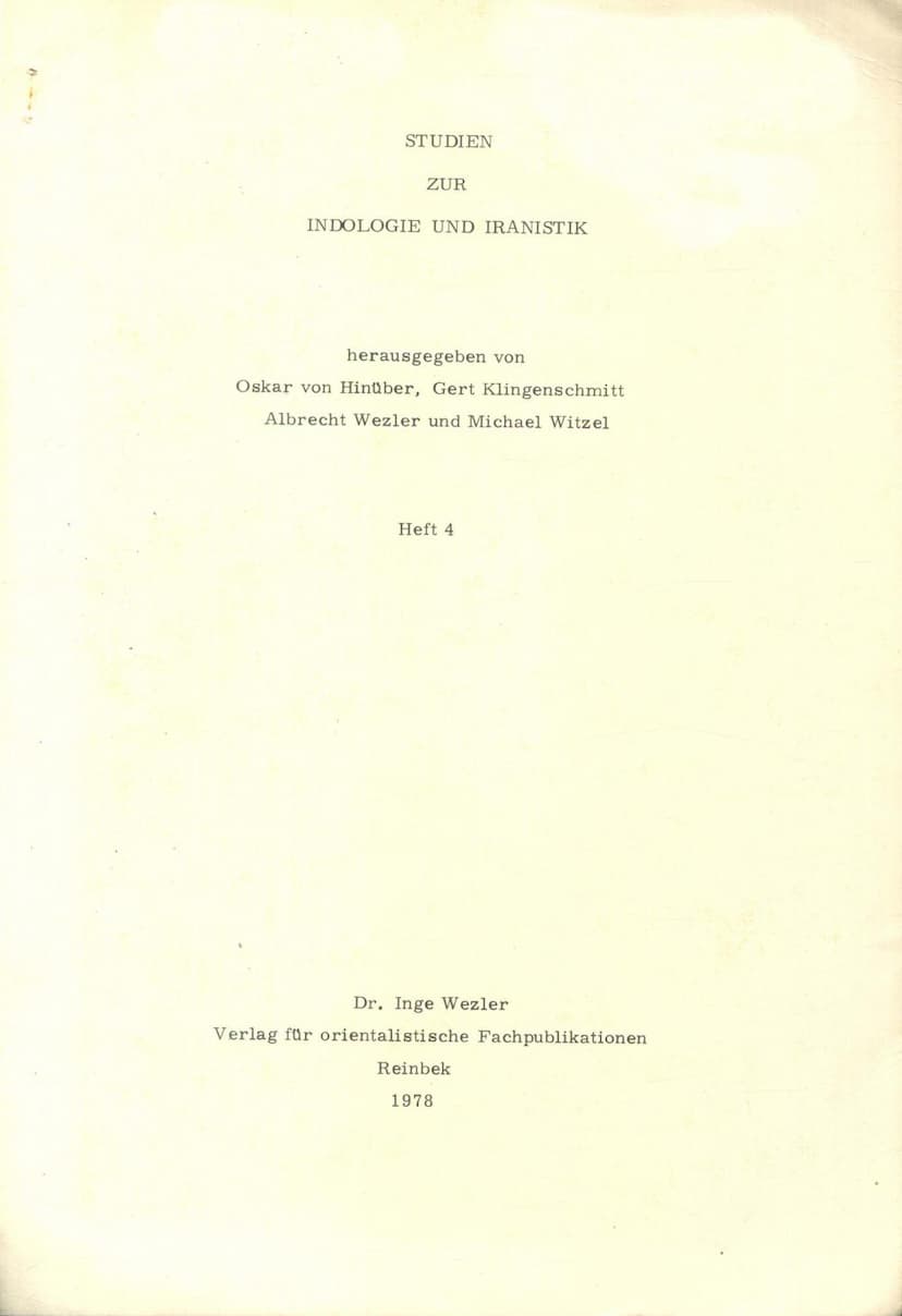 First page of Studien Zur Indologie Und Iranistik