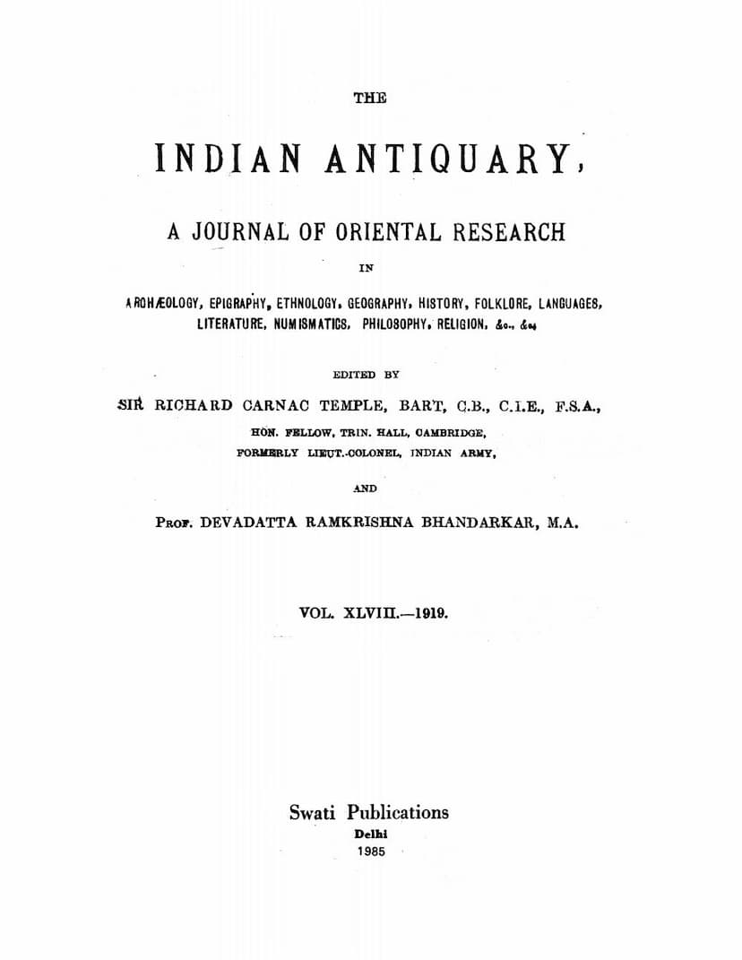 First page of Indian Antiquary Vol 48