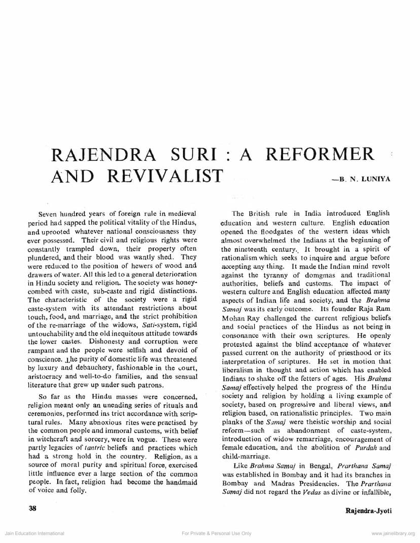 First page of Rajendrasuri A Reformer And Revivalist
