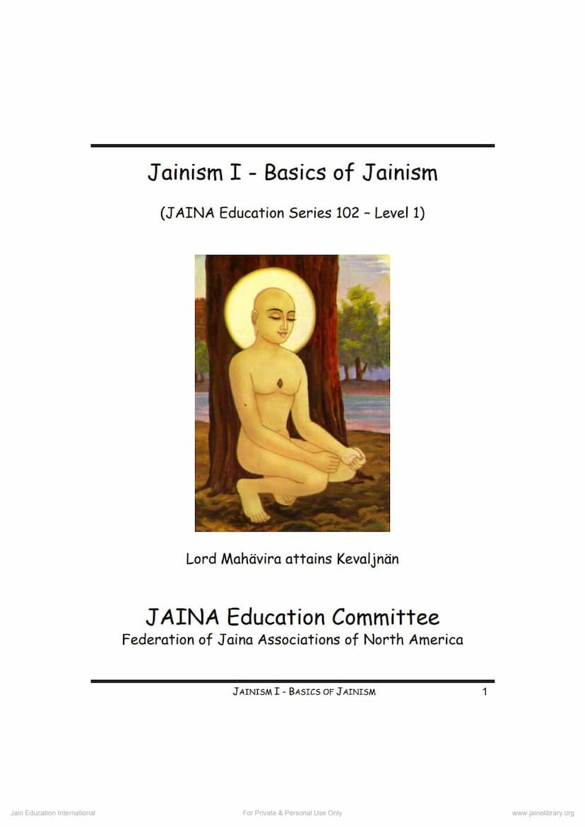 First page of JES 102 Jainism I Basic Of Jainism Level 1 Book