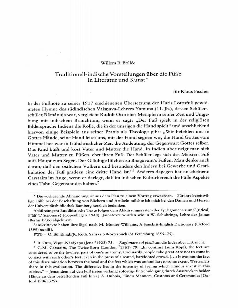 First page of Traditionell Indische Vorstellungen Uber Die Fuse In Literatur Und Kunst
