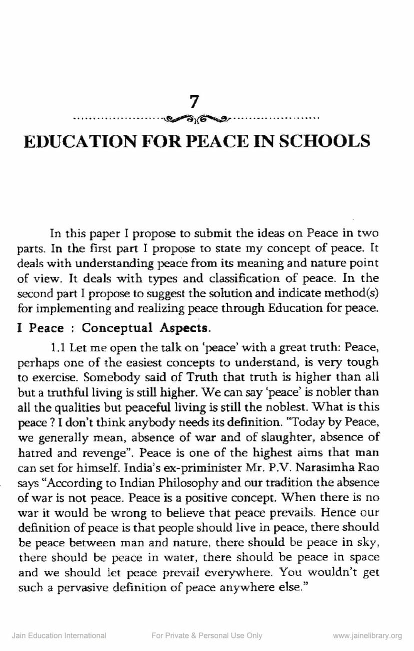 First page of Education For Peace In Schools