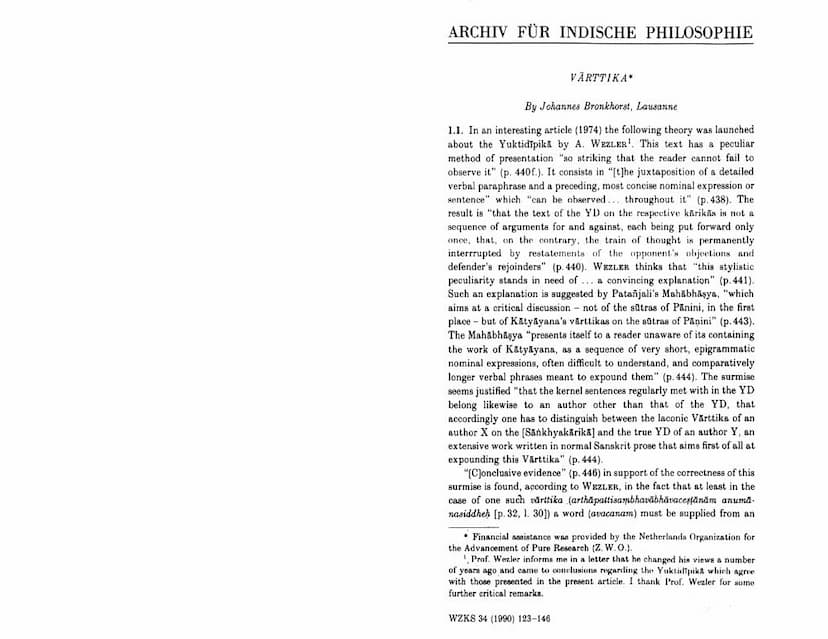 First page of Archiv Fur Indische Philosophie