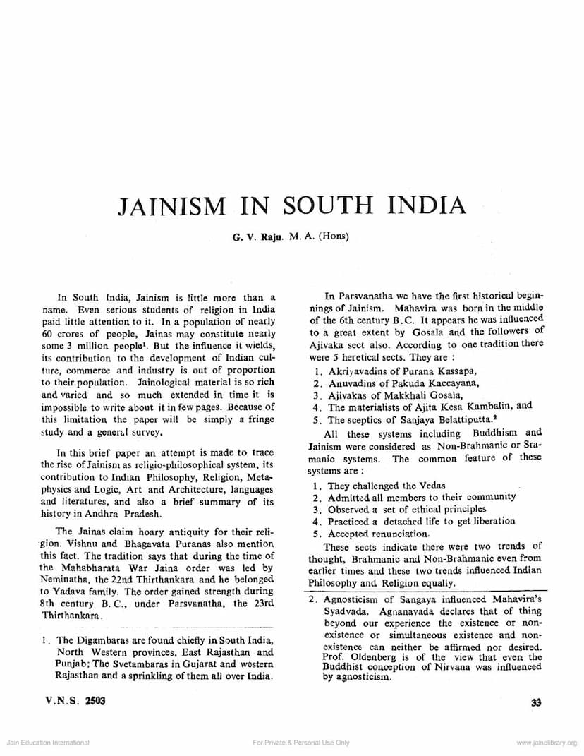 First page of Jainism In South India