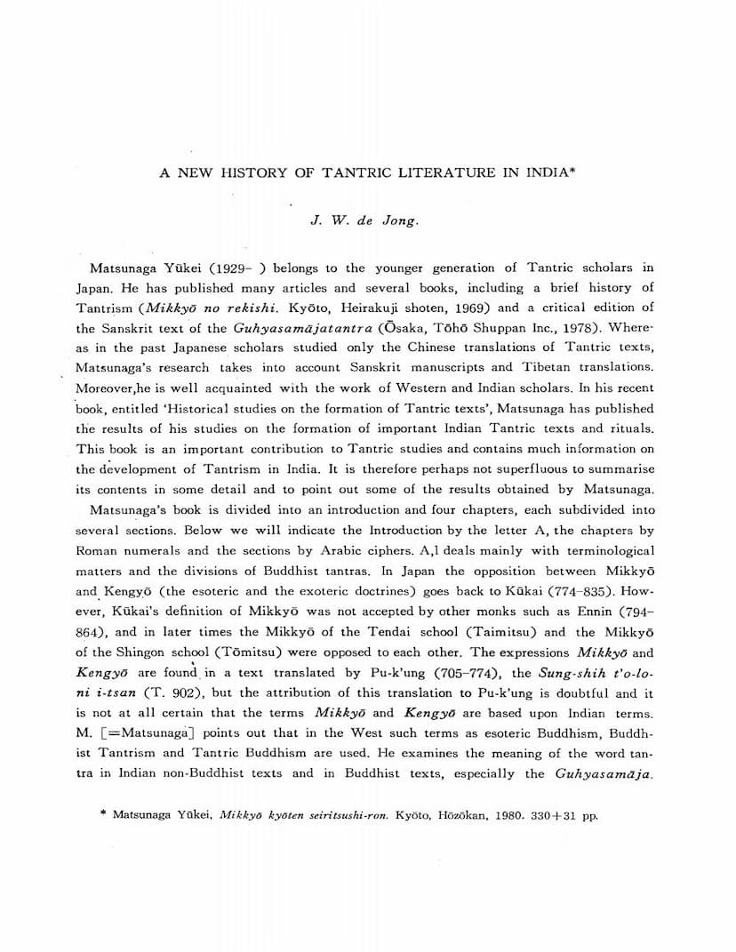 First page of New History Of Tantric Lieterature In India