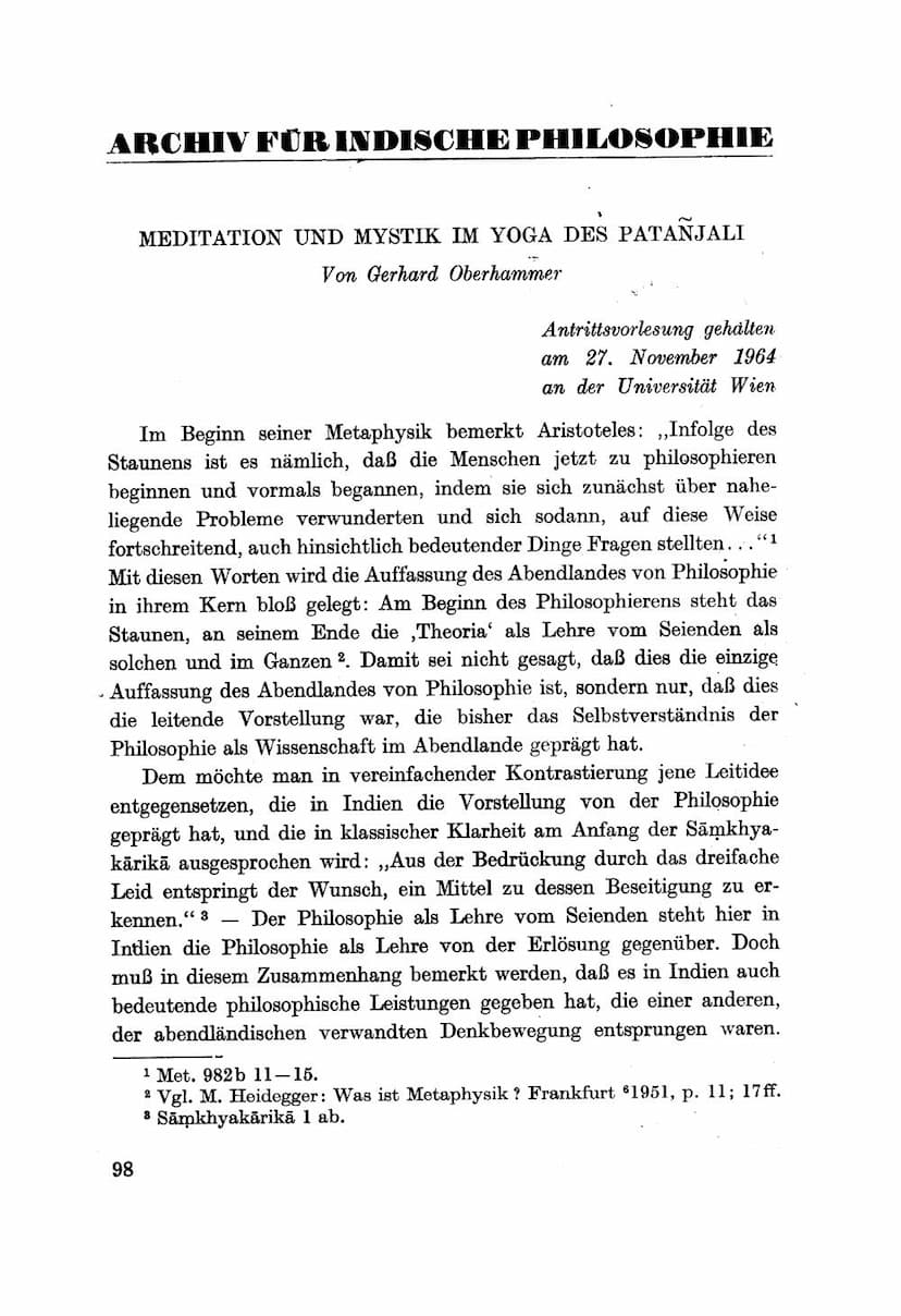 First page of Meditation Und Mystik Im Yoga Des Patanjali