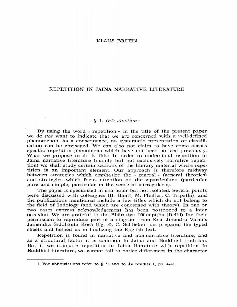 First page of Repetition In Jaina Nrative Literature