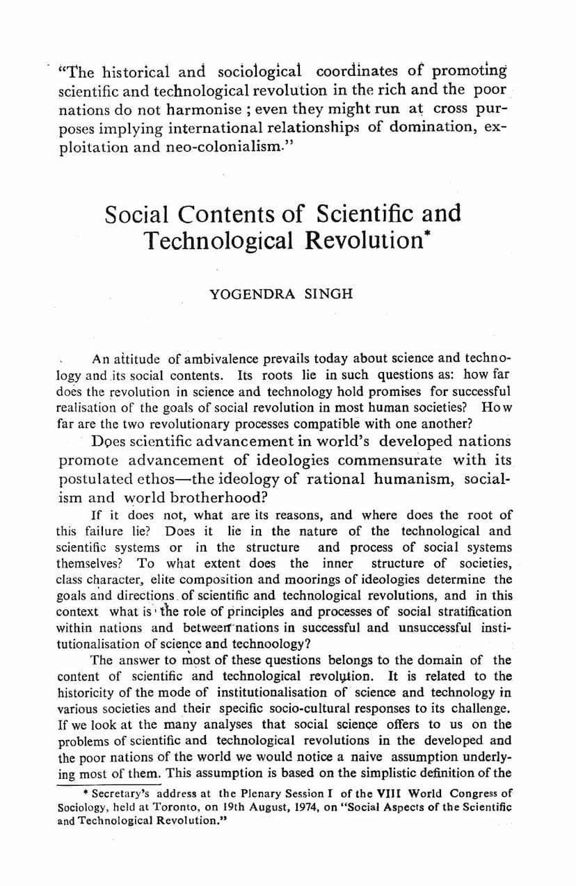 First page of Social Contents Of Scientific And Technological Revolution