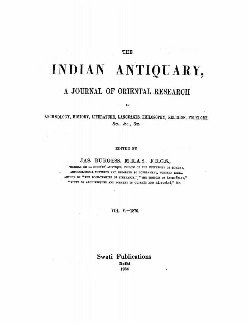 First page of Indian Antiquary Vol 05