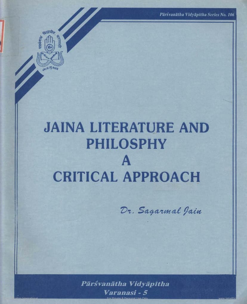 First page of Jaina Literature And Philosophy A Critical Approach