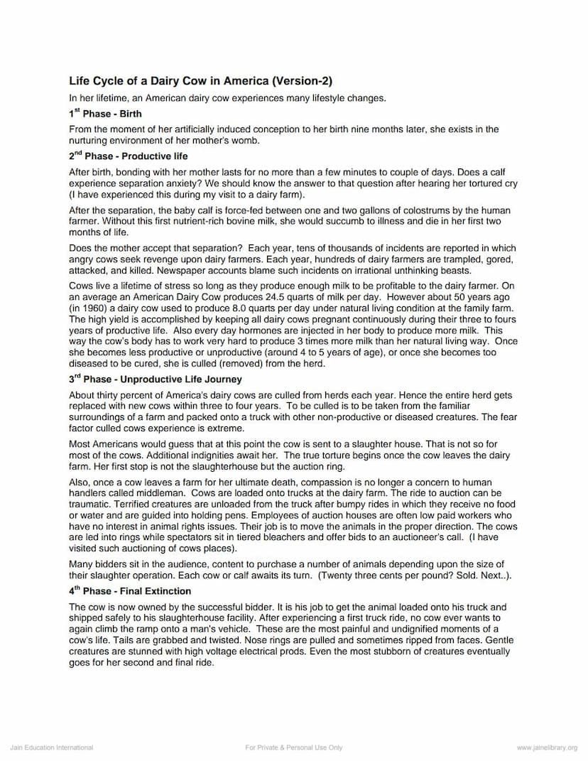 First page of Life Cycle Of Dairy Cows Ver2F