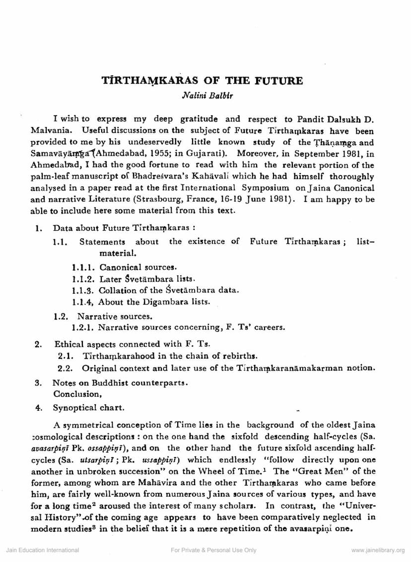 First page of Tirthankaras Of The Future