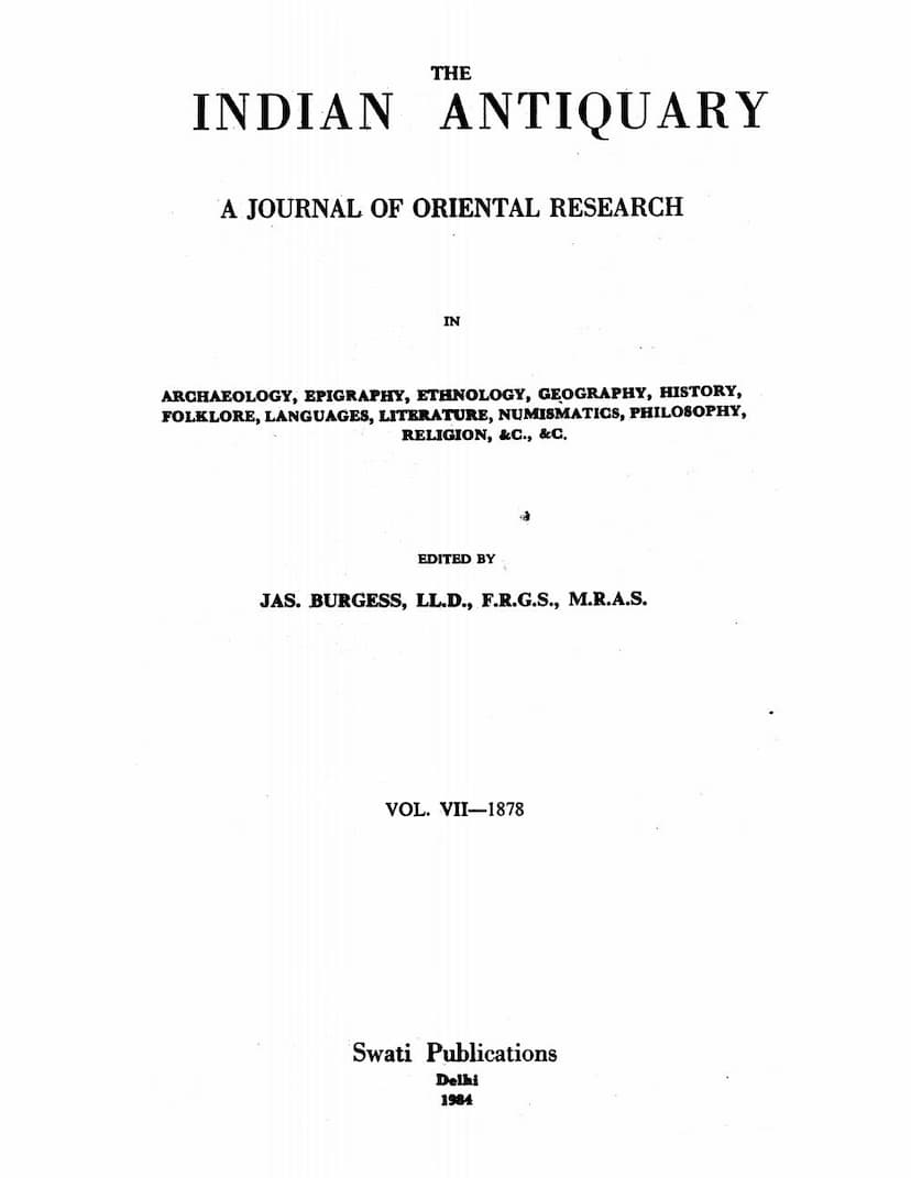 First page of Indian Antiquary Vol 07
