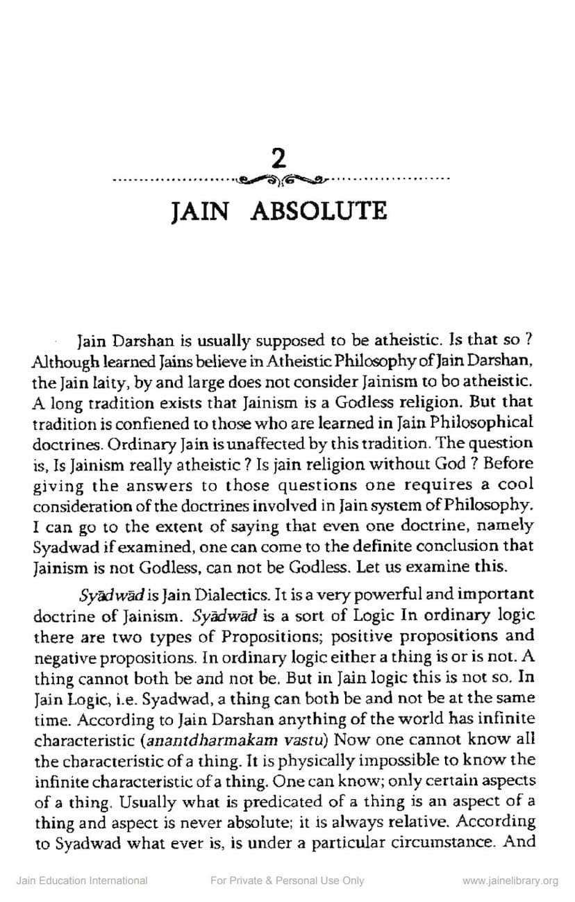 First page of Jain Absolute