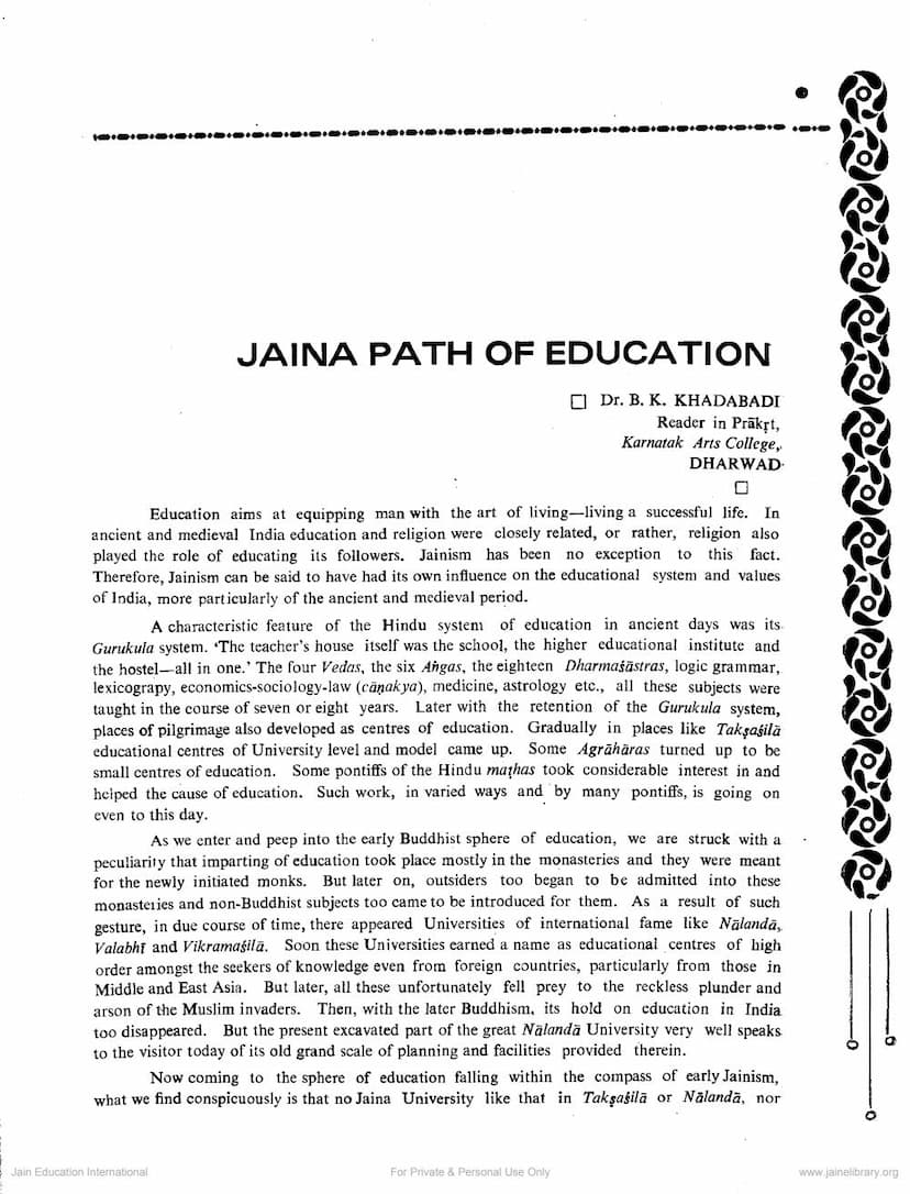 First page of Jaina Path Of Education
