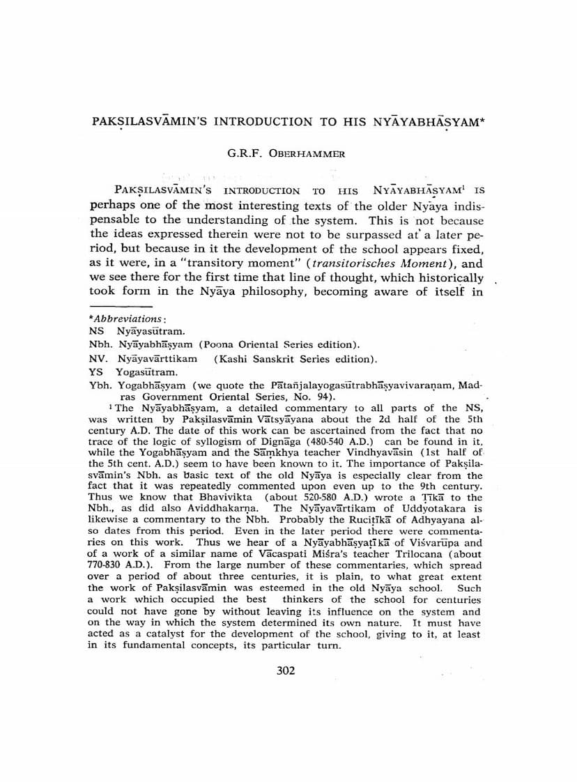 First page of Paksilasvamins Introduction To His Nyayabhasyam