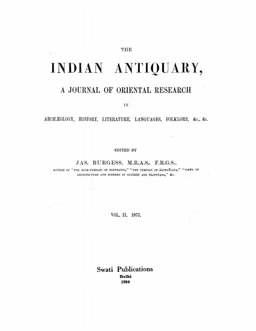 First page of Indian Antiquary Vol 02