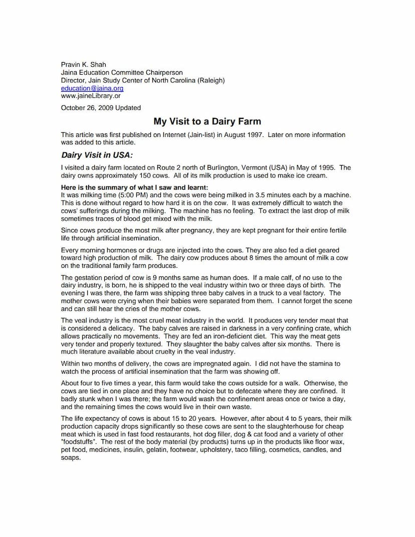 First page of My Visit To A Dairy Farm