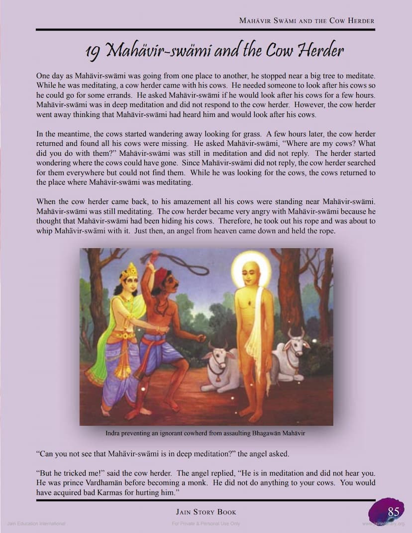 First page of Mahavir Swami And Cow Herder