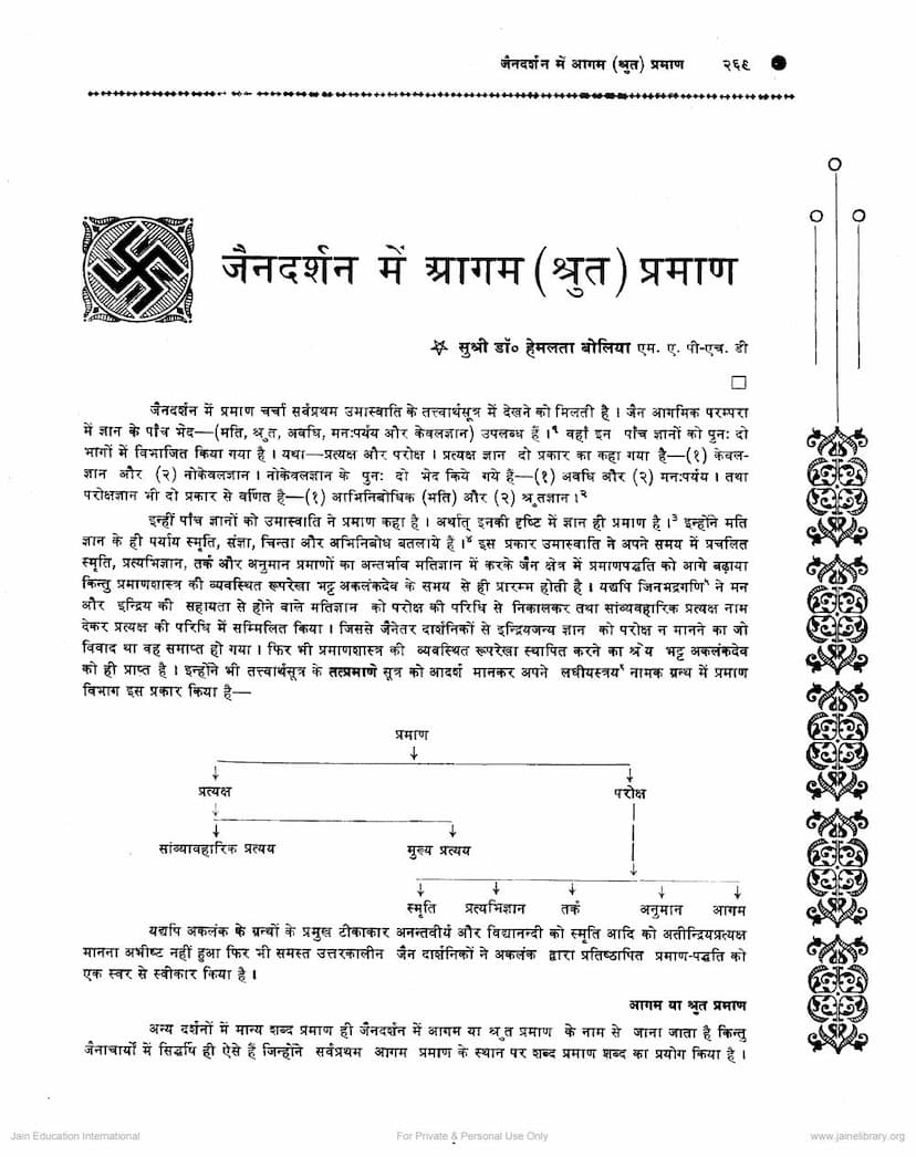 First page of Jain Darshan Me Agam Praman