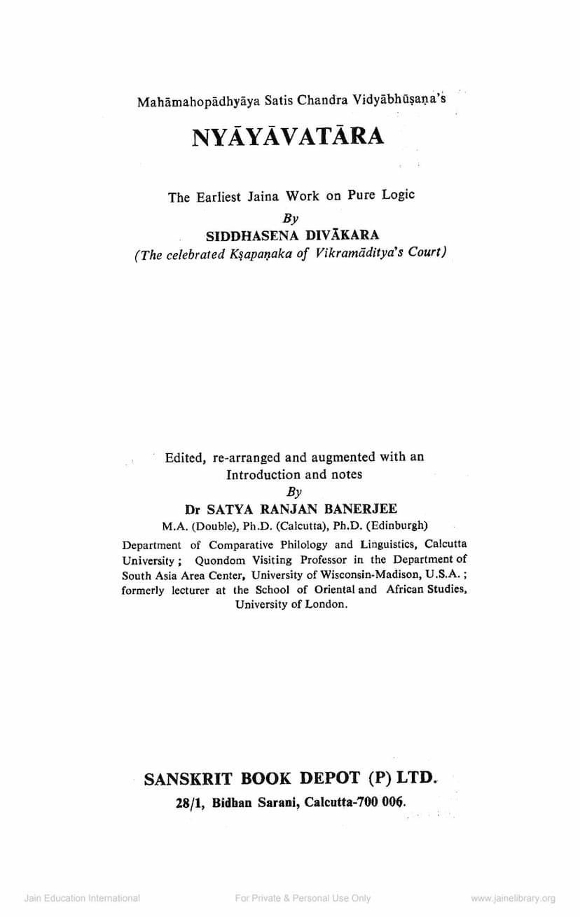 First page of Nyayavatara