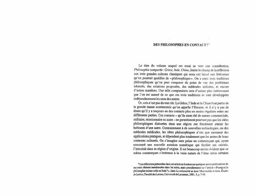 First page of Des Philosophes En Contact