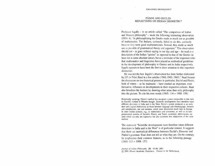 First page of Panini And Euclid Reflections On Indian Geometry