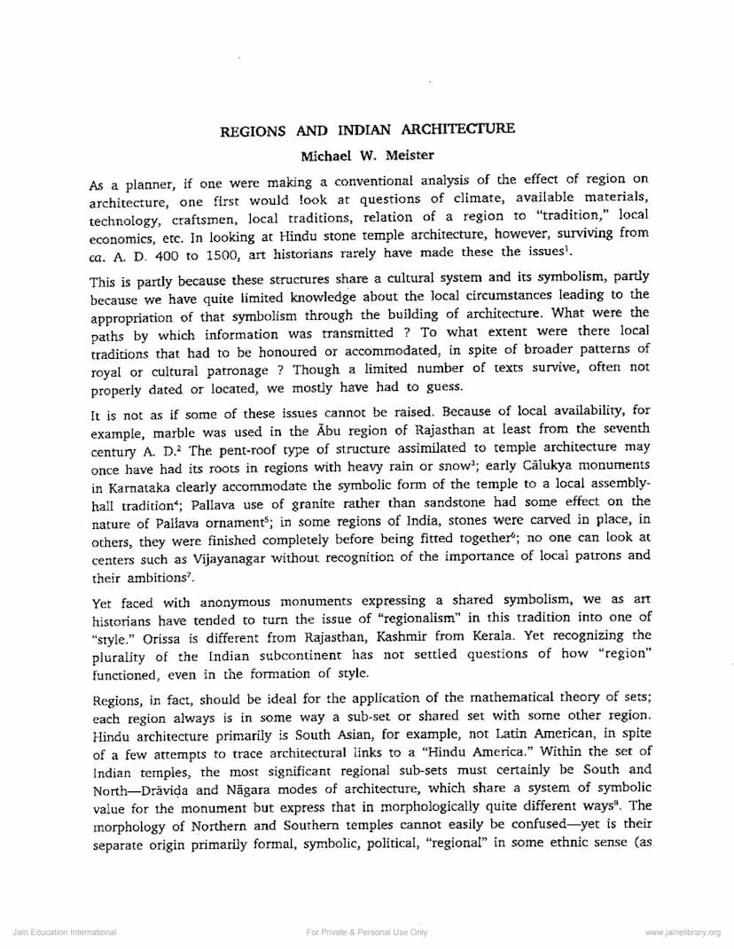 First page of Regions And Indian Architectures