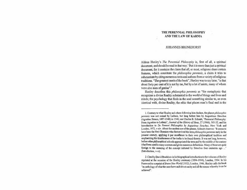 First page of Perennial Philosophy And Law Of Karma