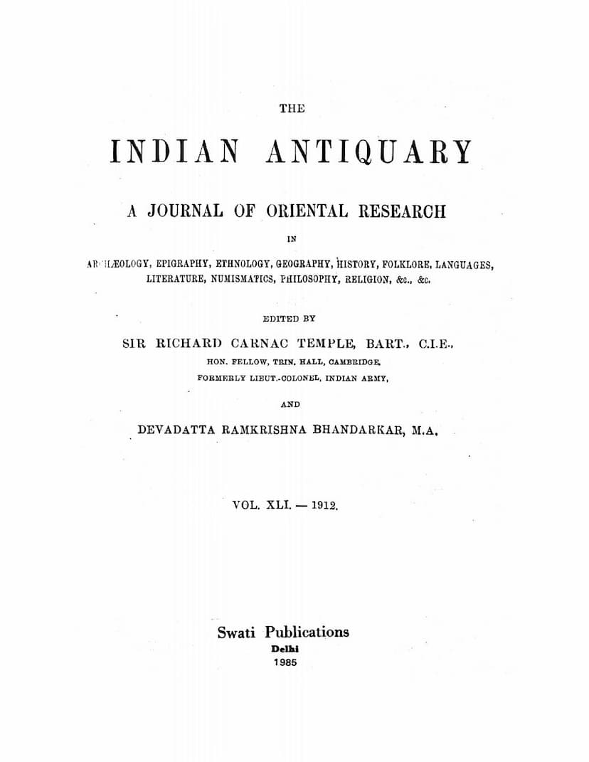 First page of Indian Antiquary Vol 41