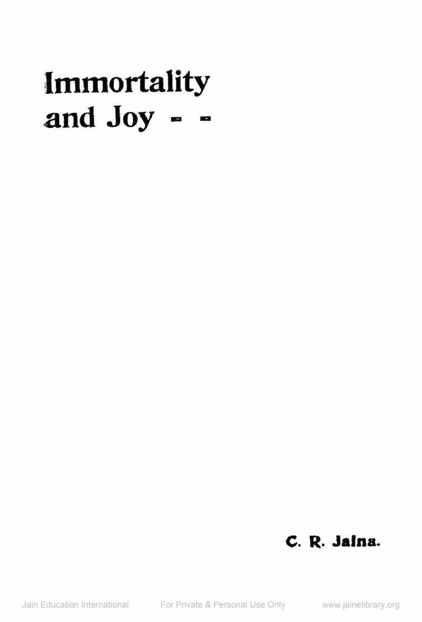 First page of Immortality And Joy