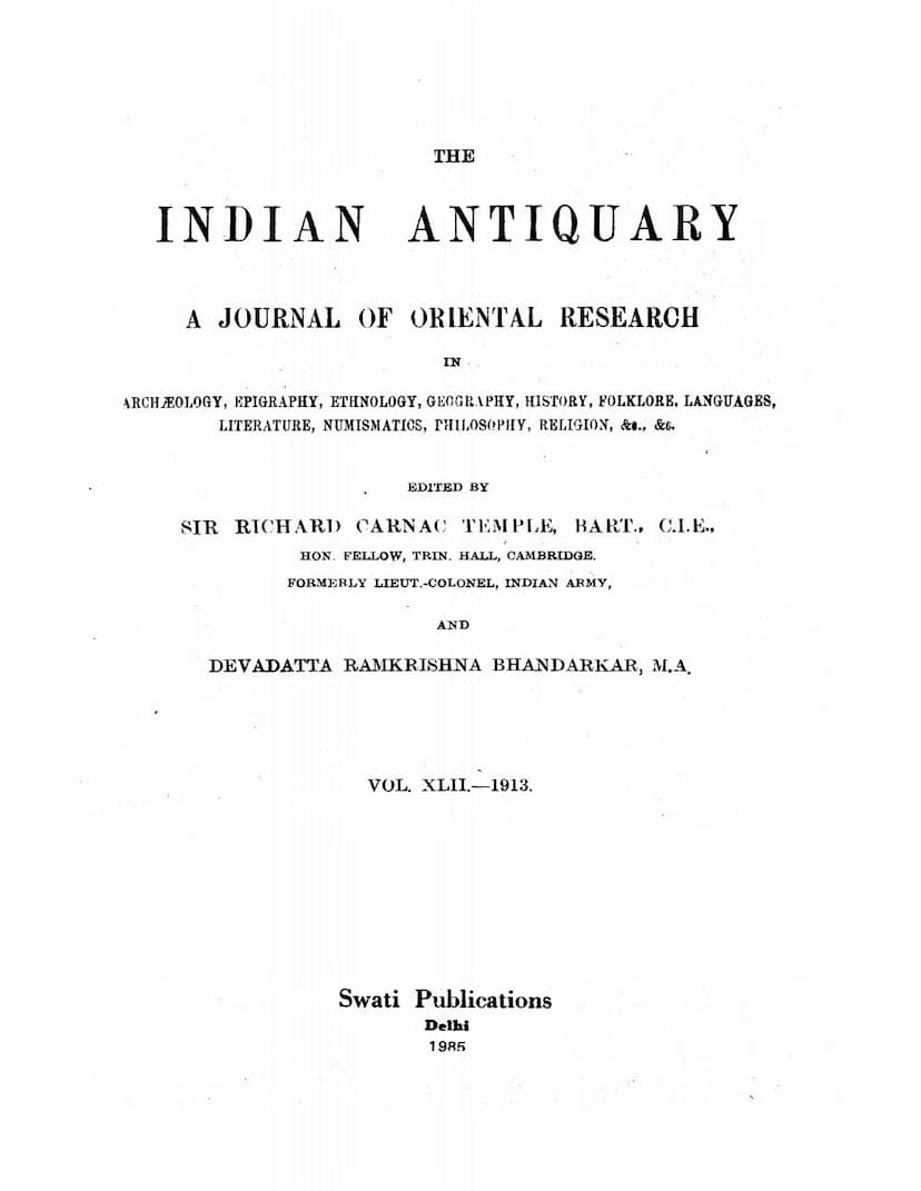 First page of Indian Antiquary Vol 42