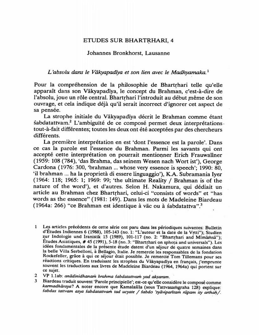 First page of Etudies On Bhartrhari 4