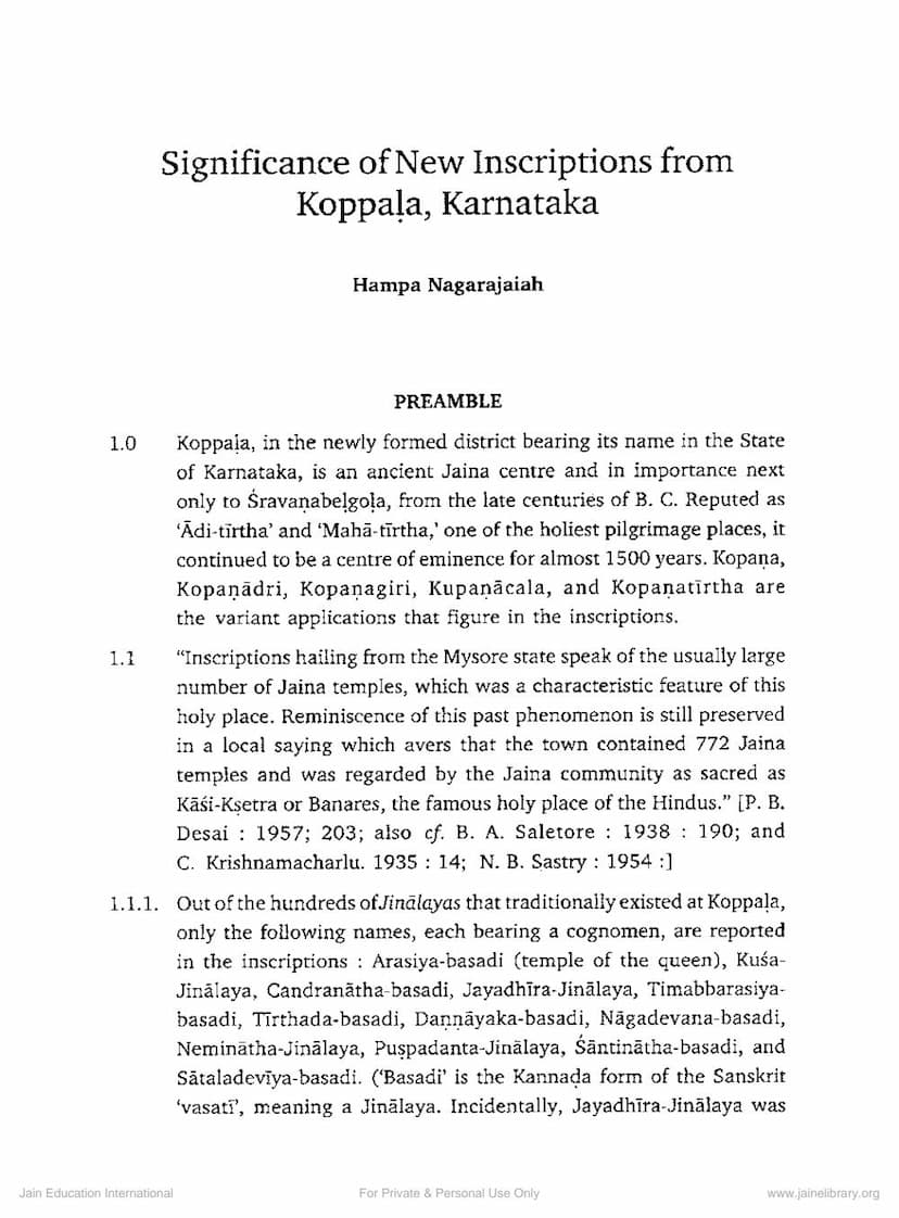 First page of Significance Of New Inscriptions From Koppala Karnataka
