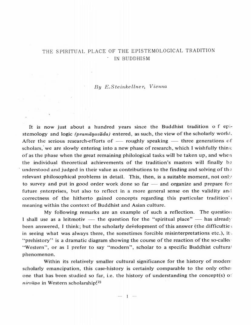 First page of Spiritual Place Of Epistemological Tradition In Buddhism