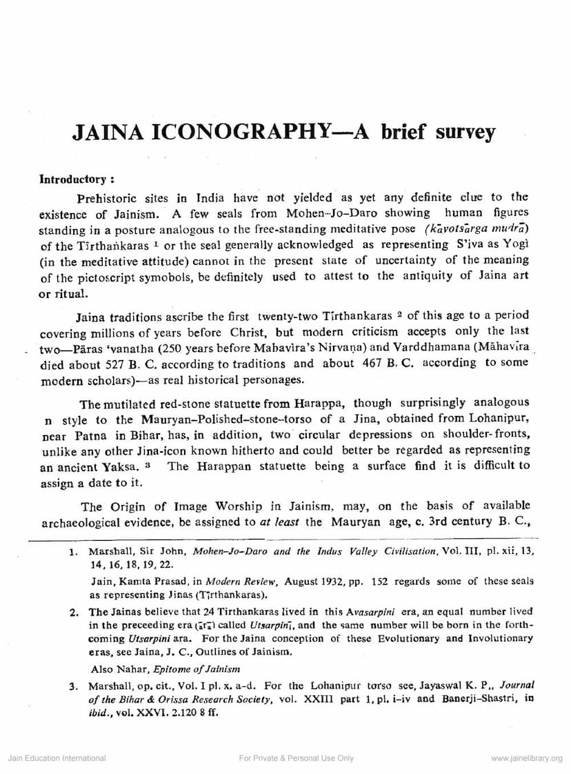 First page of Jain Iconography A Brief Survey