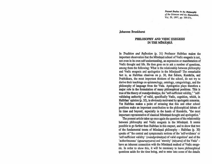 First page of Philosophy And Vedic Exegesis In Mimamsa