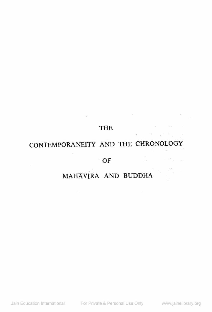 First page of Contemporaneity And Chronology Of Mahavira And Buddha