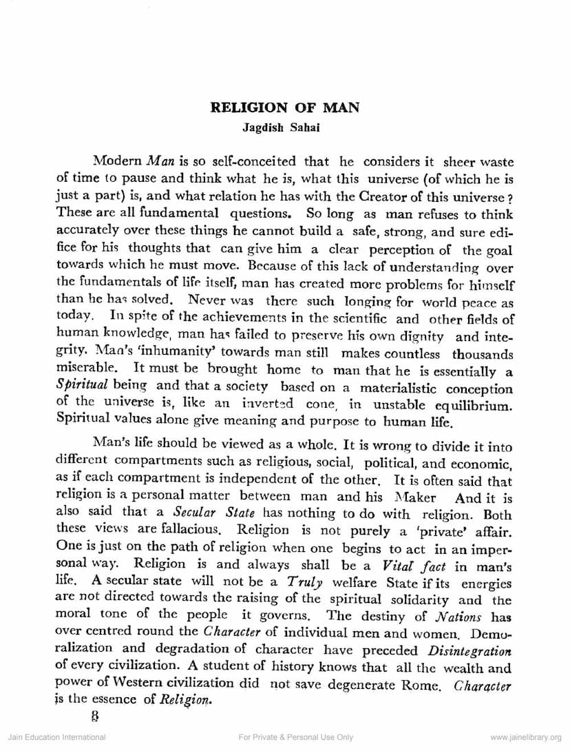 First page of Religion Of Man