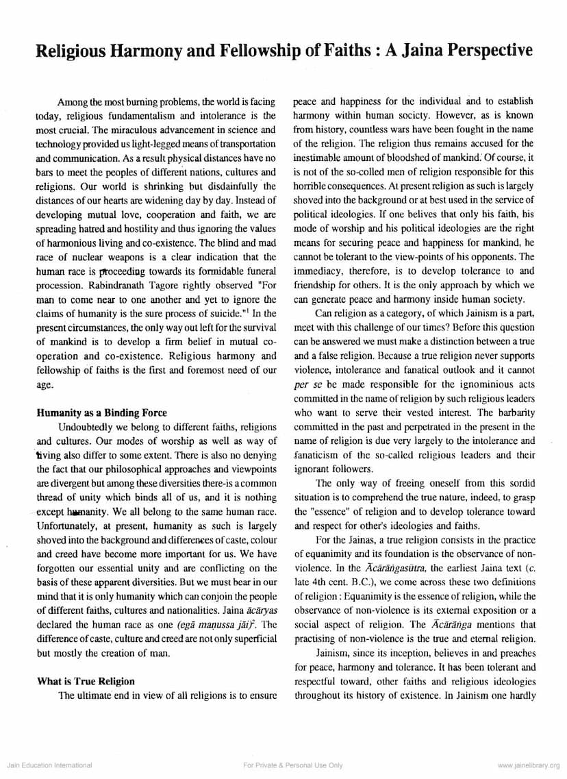 First page of Religious Harmoney And Fellowship Of Fifth