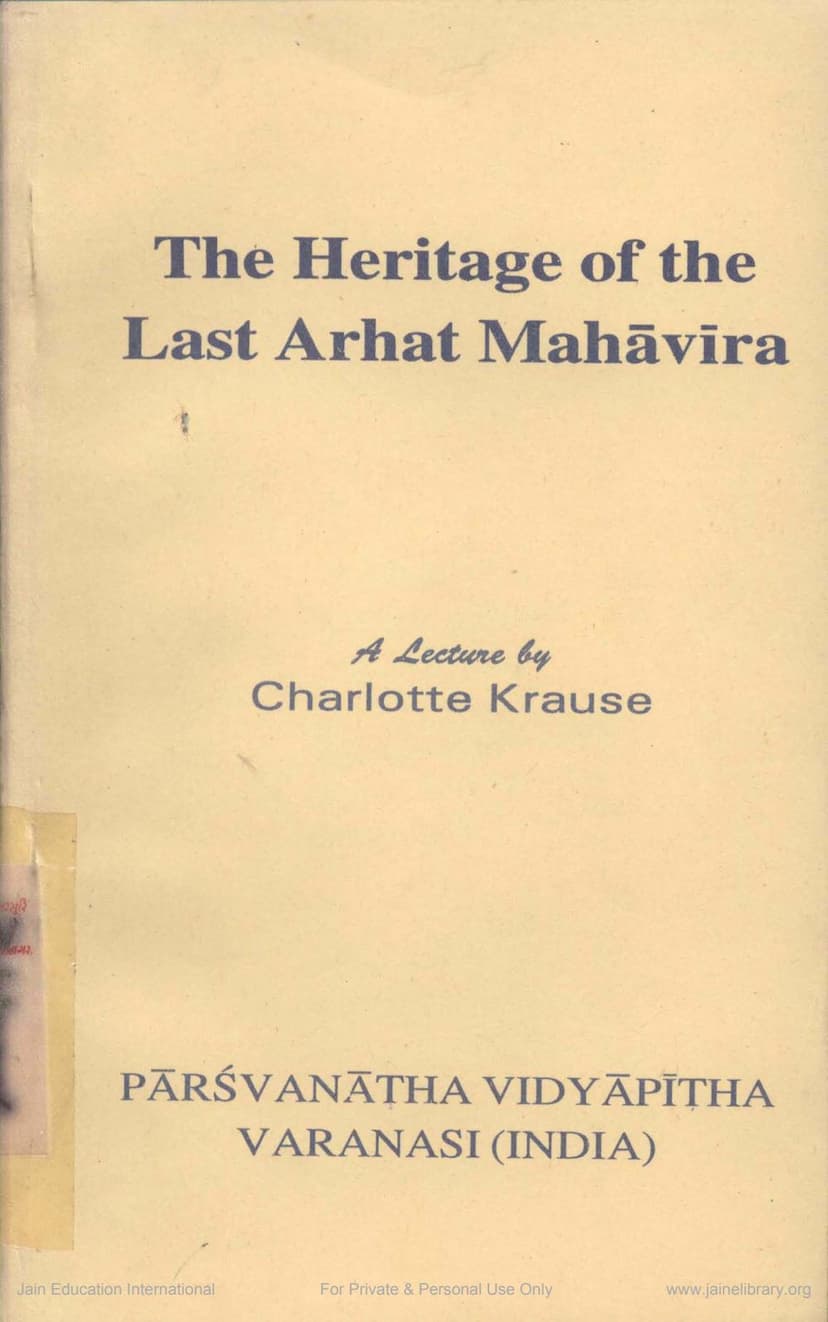 First page of Heritage Of The Last Arhat Mahavira