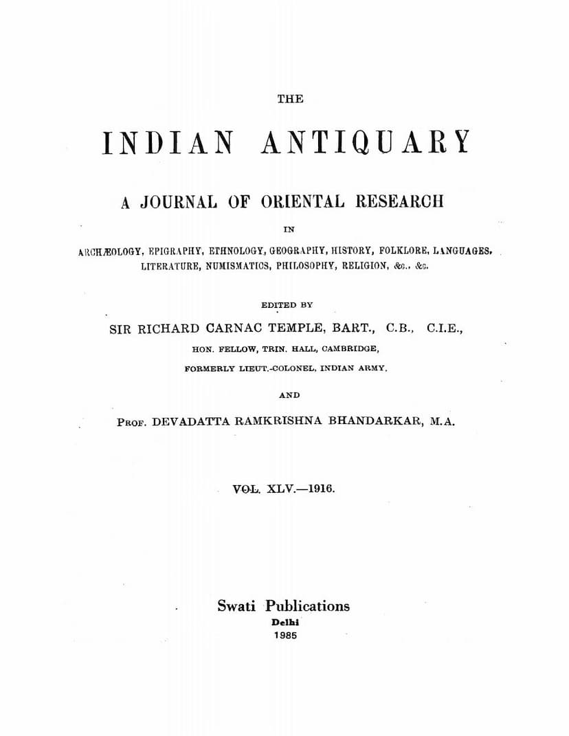First page of Indian Antiquary Vol 45