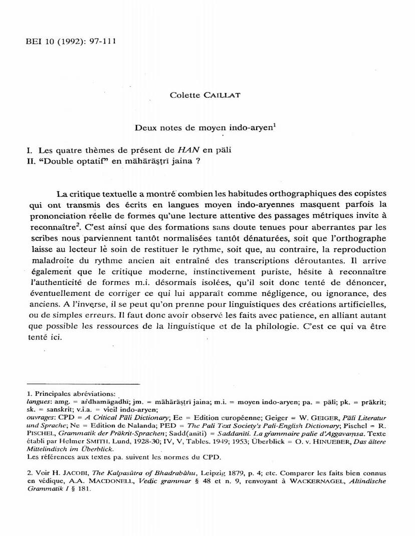 First page of Dexus Notes De Moyen Indo Aryen