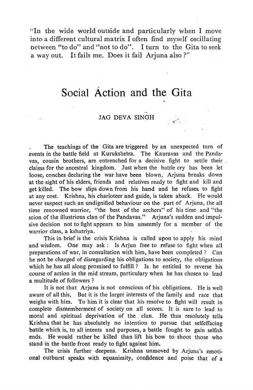 First page of Social Action And The Gita